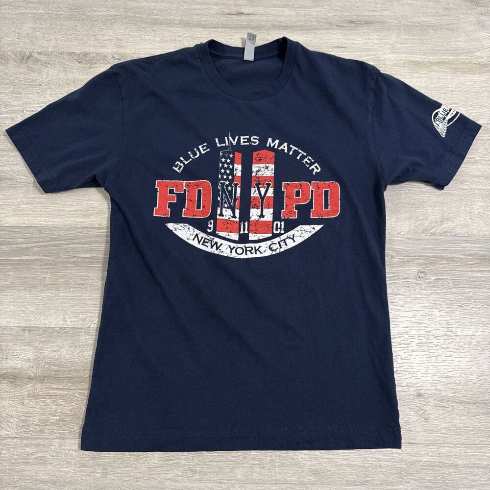 Fdny Nypd Shirt Men’s Medium Blue Lives Matter 9/11 Memorial Navy New York City